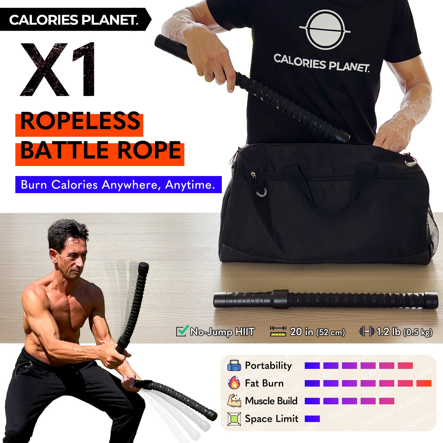 X1 Weighted Ropeless Battle Ropes